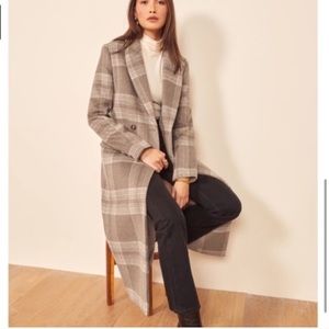 NWT Reformation York Coat - Brown Check